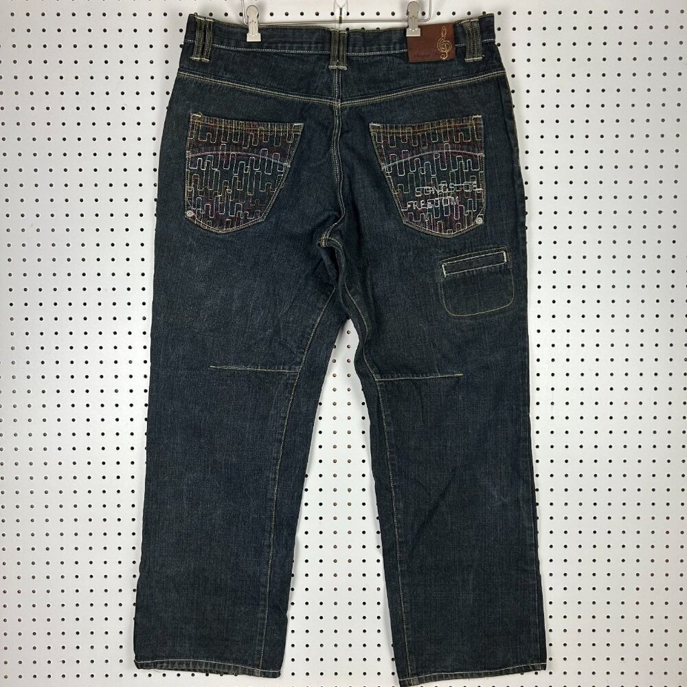 Songs of Freedom Dark Wash Baggy Jeans 40x33 Double Knee Stitched‎ Stash Skater